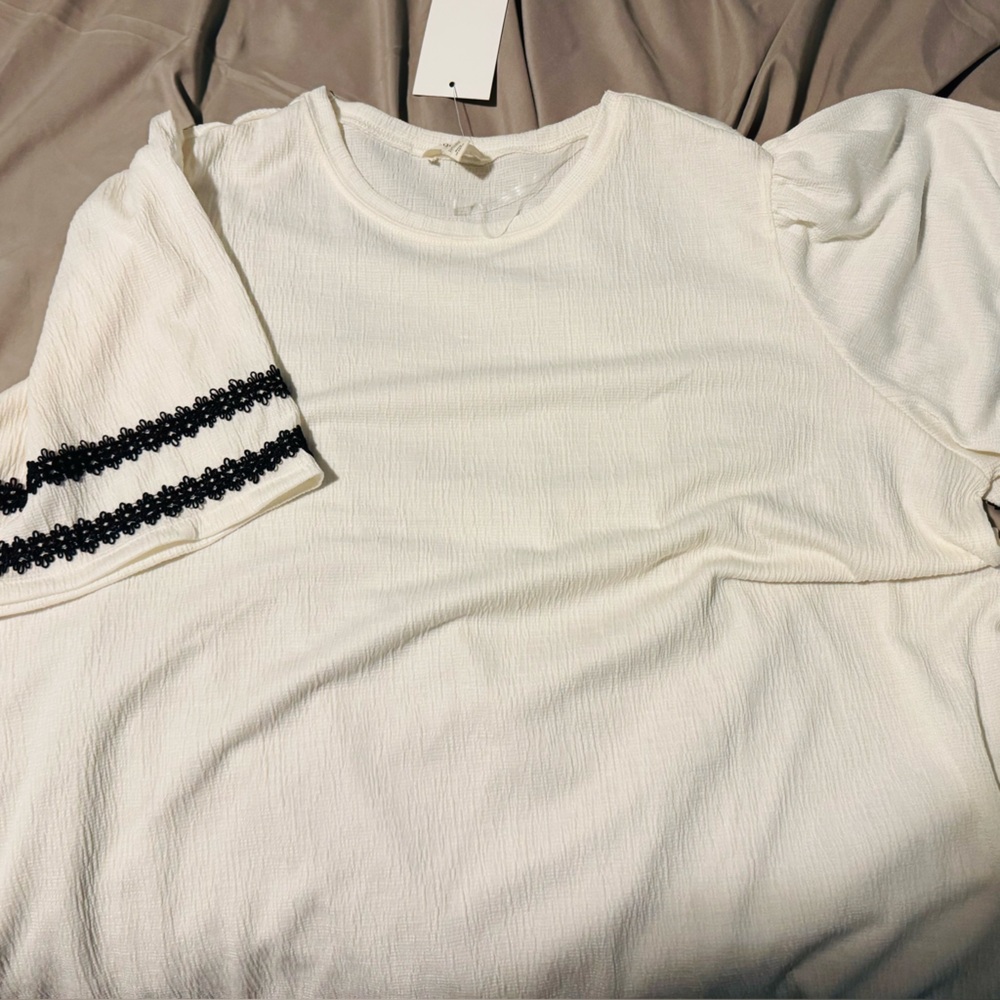 White Blouse with black  Detail